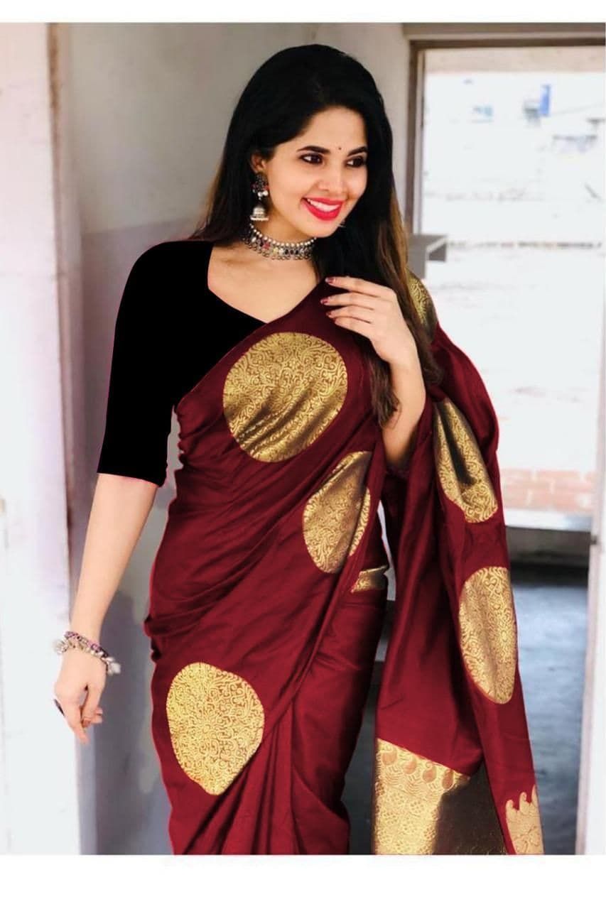Luxurious Jacquard Woven Litchi Silk Saree