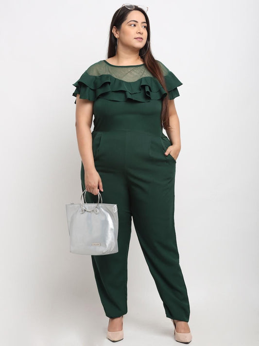 Flambeur Women's Plus Size Crepe Solid Jumpsuits