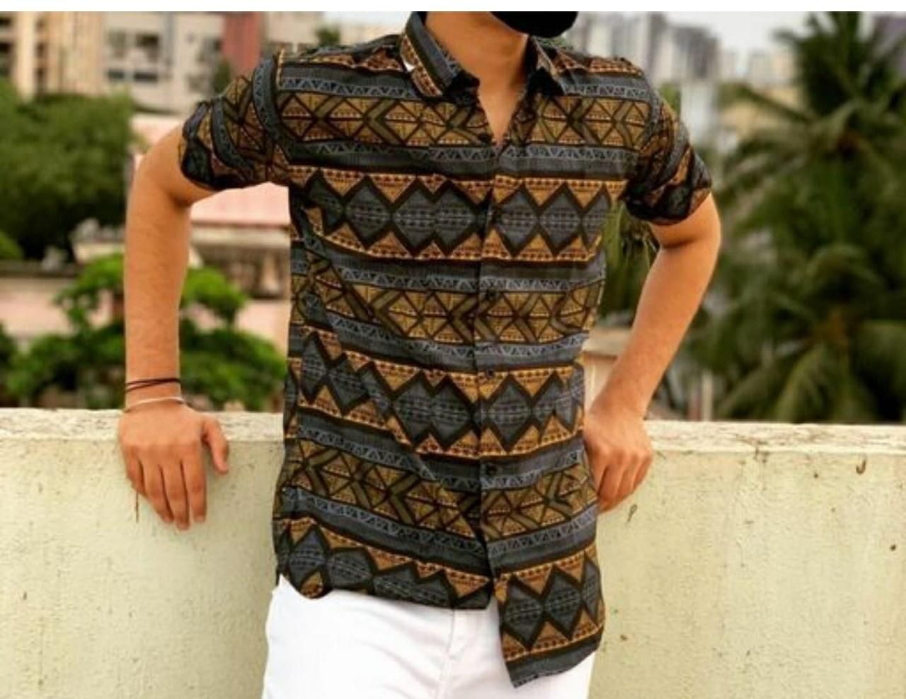 Poly Cotton Printed Half Sleeves Regular Fit Mens Casual Shirt