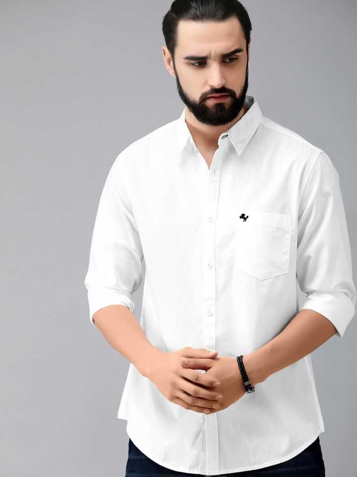 Cotton Solid  Full Sleeves Mens Casual Shirt